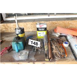FUEL CONDITIONER, PUNCHES, HAMMER, FENCING TOOL BAR, ELECTRICAL TESTER, TROUBLE LIGHT & TIES