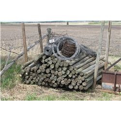 LOT OF FENCE POSTS & BARB WIRE