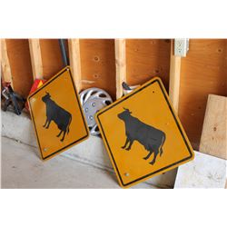 2 CATTLE CROSSING SIGNS