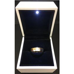 18kt Gold Plated Size 10 Mens Cross Band Ring With LED Enameled Ring Box