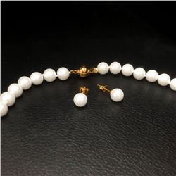 Elegant Matching Pearl Necklace And Earrings