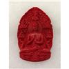 Image 1 : Natural Red Resting Buddha Carved Cinnabar Medallion