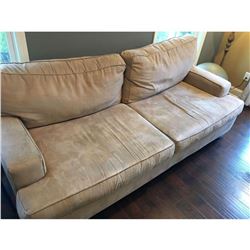 Large suede living room couch 7'1"W x 3'2"D x 3'1"H