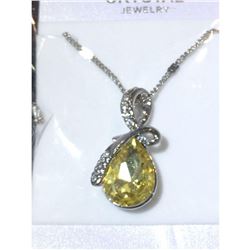 Austrian Crystal with Swarovski Elements - Tear drop shaped gem w/ribbon of clear gems above-Yellow