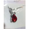 Image 1 : Austrian Crystal with Swarovski Elements - Tear drop shaped gem w/ribbon of clear gems above-Red