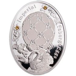 2012 Poland Mint "Swan Egg" Imperial Faberge Egg - Proof Silver Coin w/ Swarovski Crystals