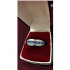 Image 1 : Ladies Titanium Steel Silver Brushed Blue Rhinestone Engagement Ring