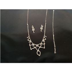 Czech Crystal Rhinestone Bridal Necklace Set