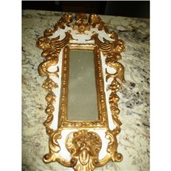 Vintage Ornate Gold Gilt Rococo Italian Florentine Mirror With Griffins & Cherubs