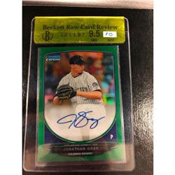 GRADE 2013 BOWMAN CHROME GREEN FOIL RAW Refractor JONATHAN GRAY ROOKIE RC GRADED 10 Auto