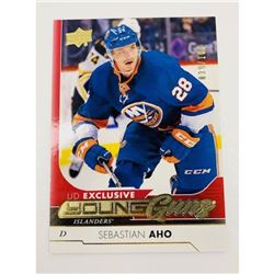 2017-18 Upper Deck Exclusive #518 Sebastian Aho Young Guns Rookie Hockey Card