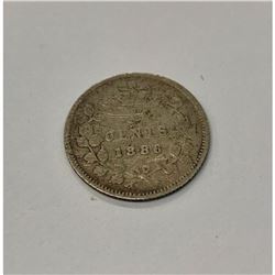 1886 Canadian VG Grade 5 Cent Coin