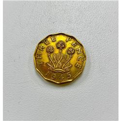 1945 3 Pence - George VI Rounded Edges