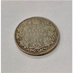 1916 Canadian 25 Cent Coin