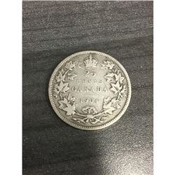 1904 VG Canadian 25 Cent Coin