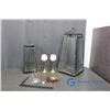 Image 1 : (2) Brass Candle Holders, (2) Partylite Lanterns