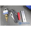 Image 4 : Backpack, Pocket Knives, Lock and Key, and Assorted