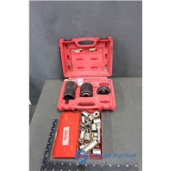 Tool in Case (4wd ball joint adapter) and Assorted Sockets in Metal Box