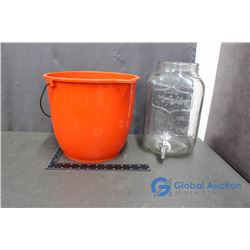 Pail and Glass Juice Dispenser
