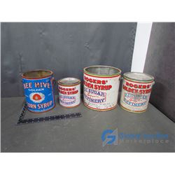 (3) Rogers Golden Syrup Tins and (1) Beehive Corn Syrup Tins