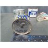 Image 6 : Glass Inkwell, (3) Match Boxes, Peanut Tin, and Related