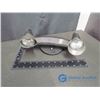 Image 10 : Glass Whiskey Bottle, Plastic Barbers Comb Storage and Light Fixture