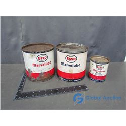 (3) Esso Marvelube Grease Tins