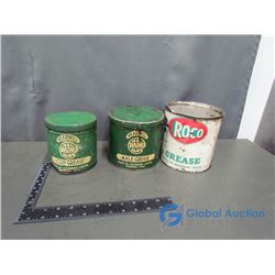(2) Radio Oil Refineries Grease Tins with Some Contents and Roco Grease Tin
