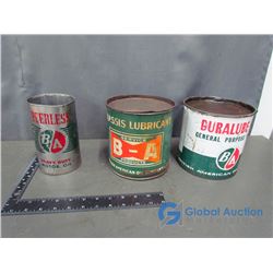 (2) BA Grease Tins and BA Oil Tin