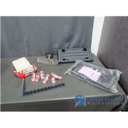 Unused Champion Spark Plugs, Rear View Mirror, and Front Bumper License Plate Brackets