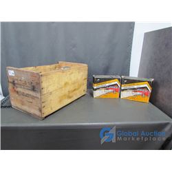 Wooden BC Fruit Crate With (6) Unused Headlight Protectors