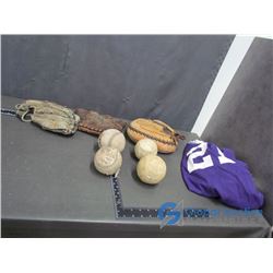 Vintage Baseballs and Gloves