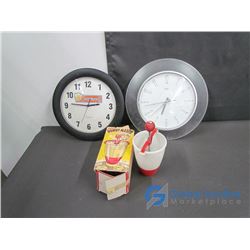 (2) Wall Clocks and Vintage Donut Maker