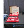 Image 1 : Levis Wooden Sign, Framed Husky Pledge, and Smoking Prohibited Metal Sign