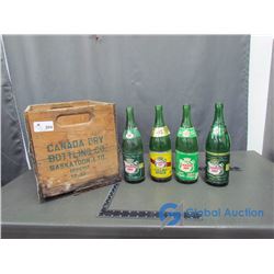 Wooden Canada Dry Crate with (4) Bottles