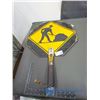 Image 1 : Metal Hand Held Workers Sign
