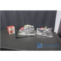 (2) Silver-Plated Candle Holders and a Holiday Mug with Toy