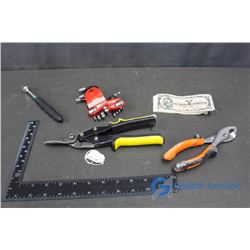 Canadian Tire Money ($2.45), Magnetic Extender Tool, Wire Cutters, Duramax Allan Wrench Set, Pliers