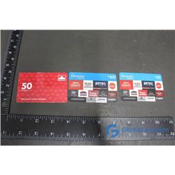Gift Cards - The Ultimate Dining Cards $50 and $16.20, Petro Canada $15.07
