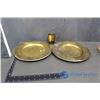 Image 1 : (2) Brass Coloured plates and (1) Brass Coloured Cup