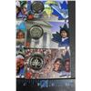 Image 4 : (12) 2000 25 Cent Collector Cards, (4) 2004 Moose Quarters, (1) Loonie, Assorted Fifty Cent Pieces a