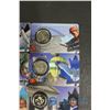 Image 5 : (12) 2000 25 Cent Collector Cards, (4) 2004 Moose Quarters, (1) Loonie, Assorted Fifty Cent Pieces a