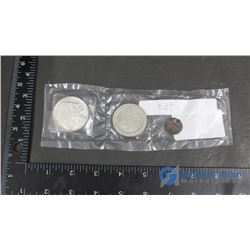 (4) US $1 Coins, US 2002 Fine Silver Coin, US Penny, Casino Token, US 50 Cent and 25 Cent Coins