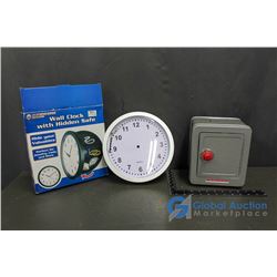 Wall Clock with Hidden Sage (with box) and Coin Bank Safe