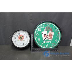 Texas Hold'em Poker and Calgary Beer Wall Clock (Both Working)