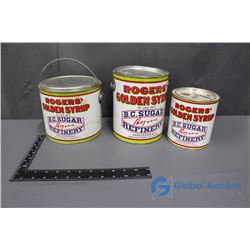(3) Rogers Golden Syrup Cans