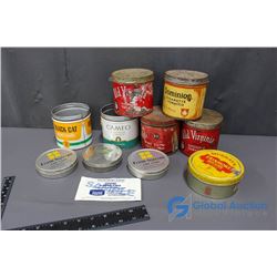 (10) Tobacco Tins - Old Virginia, Black Cat, Dominion, Cameo