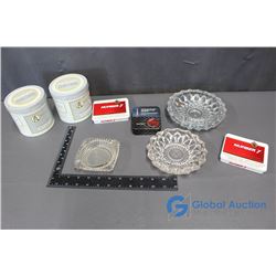 Tobacco Tins and Glass Ashtrays