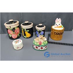 Kitchen Canisters Set and Bunny Cookie Jar