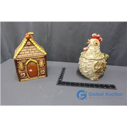 Gingerbread House and Rooster Cookie Jar